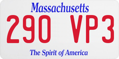 MA license plate 290VP3