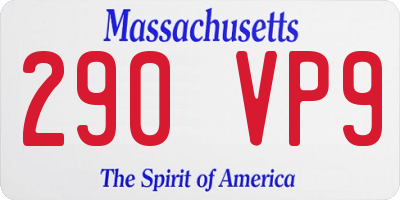 MA license plate 290VP9