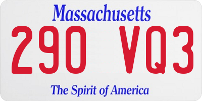 MA license plate 290VQ3