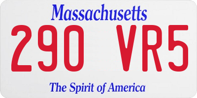 MA license plate 290VR5