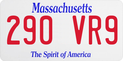 MA license plate 290VR9