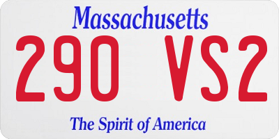 MA license plate 290VS2