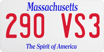 MA license plate 290VS3