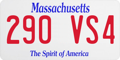 MA license plate 290VS4