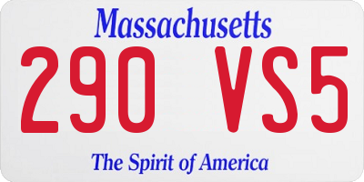 MA license plate 290VS5