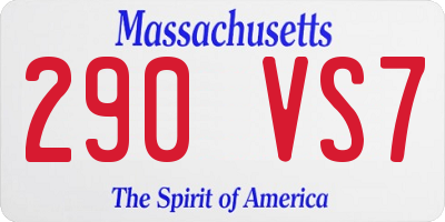 MA license plate 290VS7