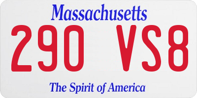 MA license plate 290VS8