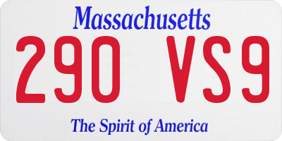 MA license plate 290VS9