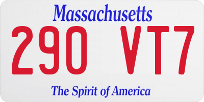 MA license plate 290VT7