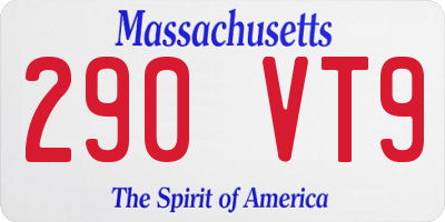 MA license plate 290VT9
