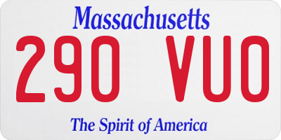 MA license plate 290VU0