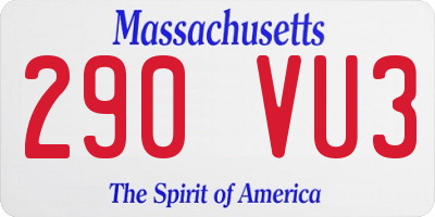 MA license plate 290VU3