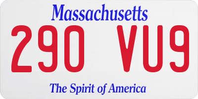 MA license plate 290VU9