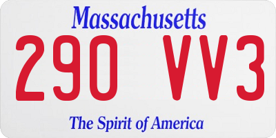 MA license plate 290VV3