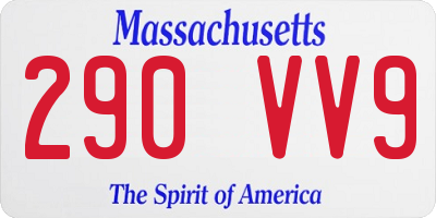MA license plate 290VV9