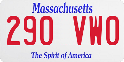 MA license plate 290VW0