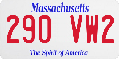 MA license plate 290VW2