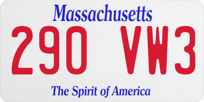 MA license plate 290VW3