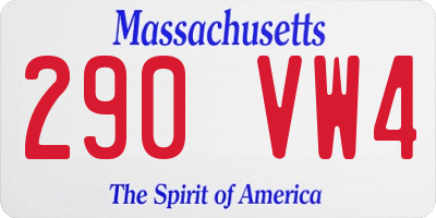 MA license plate 290VW4