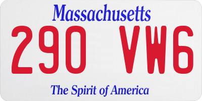 MA license plate 290VW6