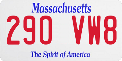 MA license plate 290VW8