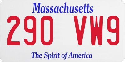 MA license plate 290VW9