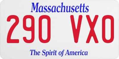 MA license plate 290VX0