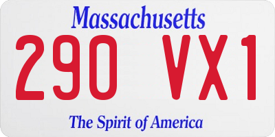 MA license plate 290VX1