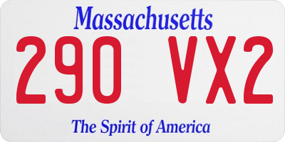 MA license plate 290VX2