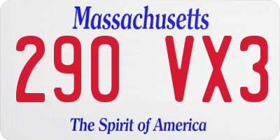 MA license plate 290VX3