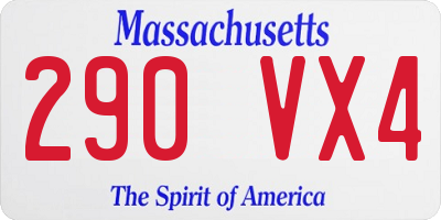 MA license plate 290VX4