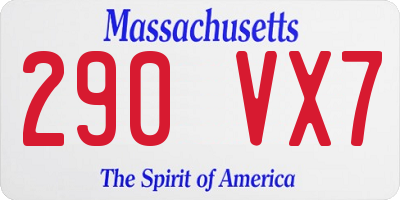 MA license plate 290VX7