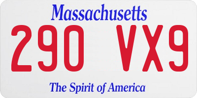 MA license plate 290VX9