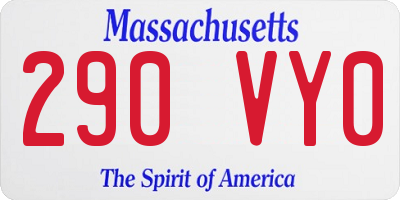 MA license plate 290VY0