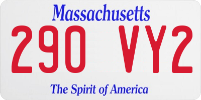 MA license plate 290VY2