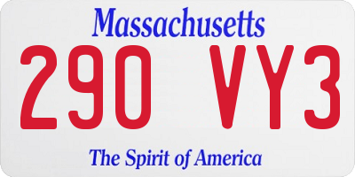 MA license plate 290VY3
