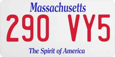 MA license plate 290VY5
