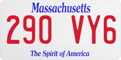 MA license plate 290VY6