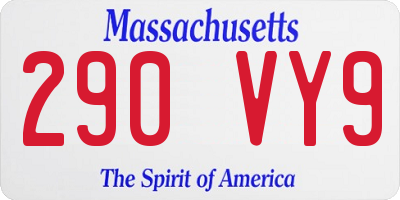 MA license plate 290VY9