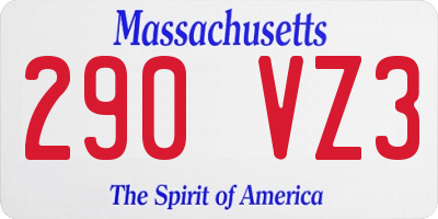 MA license plate 290VZ3