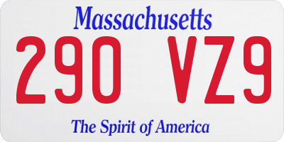 MA license plate 290VZ9
