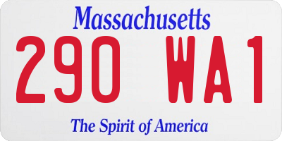 MA license plate 290WA1