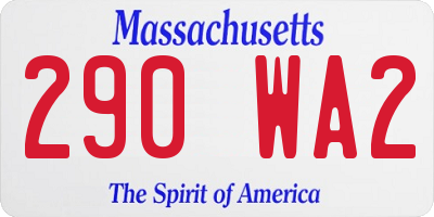 MA license plate 290WA2