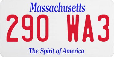 MA license plate 290WA3