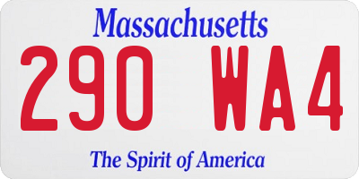 MA license plate 290WA4