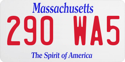 MA license plate 290WA5