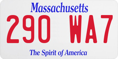 MA license plate 290WA7