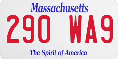 MA license plate 290WA9