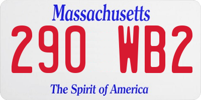 MA license plate 290WB2