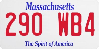 MA license plate 290WB4